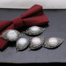 Natural pearl pendant beads Big round pave cz as eye shape double bails druzy finding handcrafted