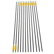 12pcs pack 32 Long Color Green Black Steel Point Fiberglass Hunting Arrows for Compound Bow Free