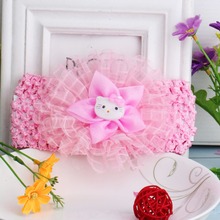 Hello Kitty 1 pcs New 2014 Spring Summer headband Chiffon Flower Kids Accessories Girls Hair Accessories