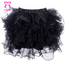 (2 Pieces/Lot) Wholesale Burlesque Corset’s Matching RuffleTutu Skirt Women Sexy Petticoats Underdress Clubwear Underskirt