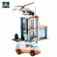 Kazi Bricks Rescue Center Construction Toys Office Building Ambulance Rescue Helicopter Medical Staff Colorful Assorted Toy
