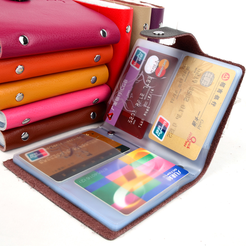 Hot Sale 40 Slot Hasp Genuine Leather Business Credit Card Case ID Card holder Checkbook Card