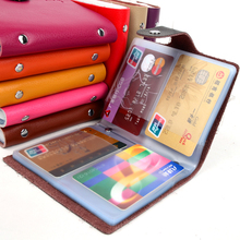 Hot Sale!! 40 Slot Hasp Genuine Leather Business Credit Card Case ID Card holder Checkbook Card Holder Wallet For Women Men