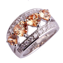 New Fashion Women Heart Cut Morganite White Topaz 925 Silver Ring Size 6 7 8 9 10 11 12 Gorgeous Jewelry Free Shipping Wholesale
