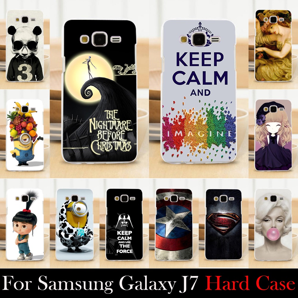 For Samsung Galaxy J7 Case Hard Plastic Mobile Phone Cover Case DIY Color Paitn Cellphone Bag
