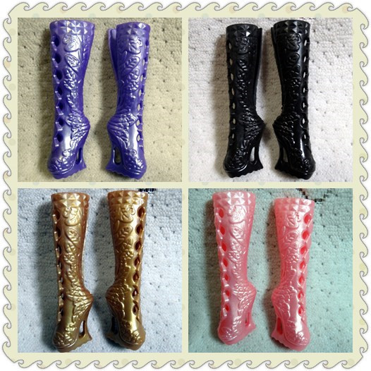Free Shipping New Mixed-Colors Hole Boots For Monster High Dolls Plastic Boots Toy Shoes Factory Wholesale Doll Accessories