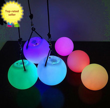 HOT selling! 1PCS Light Up Poi Balls Pair &thrown balls with 7 Color & 9 Function- LED Glow for Rave, women Belly Dancer Prop