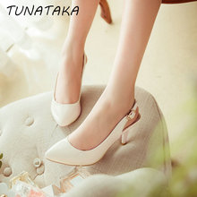 Women Patent Leather Pointed Toe Pumps Medium Heel Shoes Woman Comfy Slip on Footwear Plus Size Beige Pink Black Red Blue