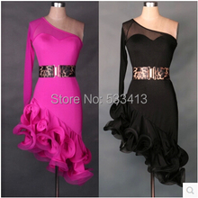 Latin dance costume senior sexy single gauze long sleeves daress for women latin dance competition dresses clothes 5 colors