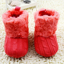 Winter Children Newborn Baby Boots Crochet Knit Fleece Toddler Girl Wool Snow Crib Shoes
