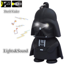 G0110-White Hot ! White Light LED Flashlight Star War Anakin Skywalker Darth Vader Action Figure Toys With Sound Keychains