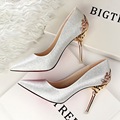 Spring Summer Women High Heels Shoes Pointed Toe Matel Heels Pumps Fashion Sexy Shoes Heeled Metal
