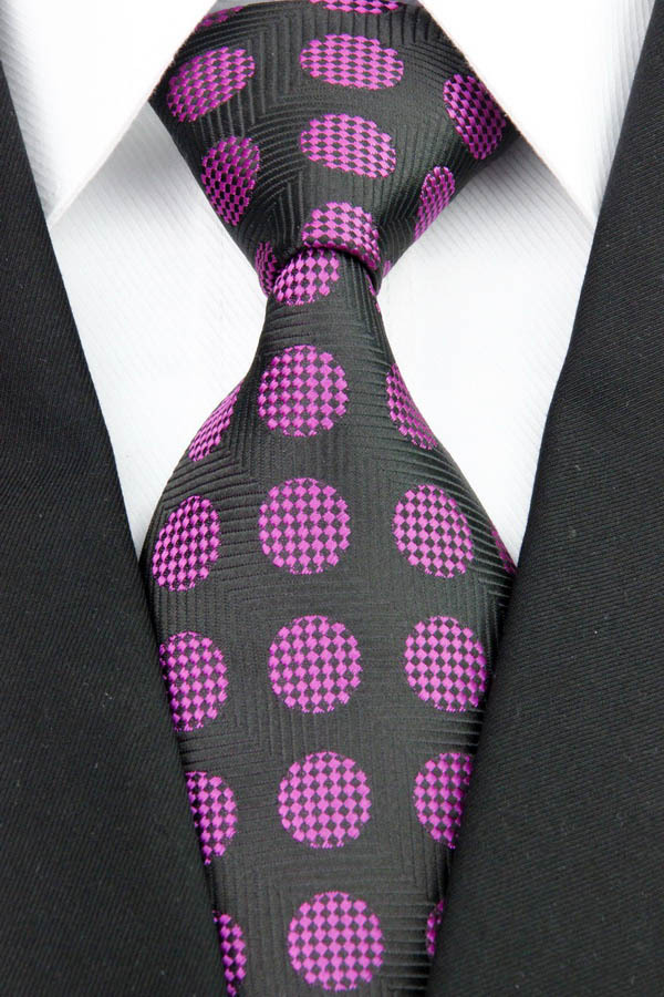 NT0164 Purple Black Dot Smooth Jacquard Woven Classic Elegant Silk Polyester Mans Business Wedding Luxury Tie