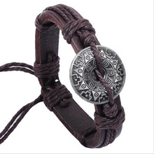 pulseira Vintage Genuine leather mens bracelets men’s leather bracelet for male female bracelet Jewelry pulseiras masculina