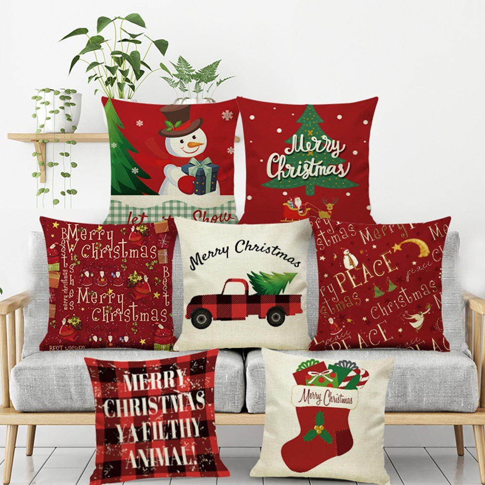 45x45cm Halloween Christmas Throw Pillows Case Cotton Linen Tree