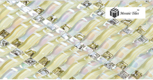 Modern arch glass tile kitchen backsplash tiles 12»x12» silver yellow gold iridescent bathroom mirror tile fireplace deco mesh