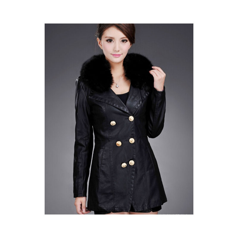 Leather jacket women brand 2015 New designer leather coat  faux jackets female spring black coats free shipping HB-18