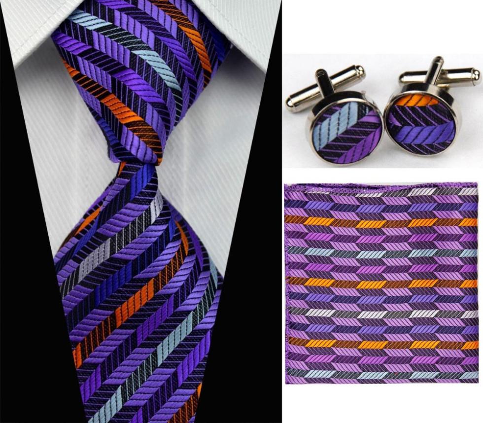 SNT0069 Men s Fashional Wedding Groom Red Striped Tie Hanky Cufflinks Necktie Set Silk necktie Free