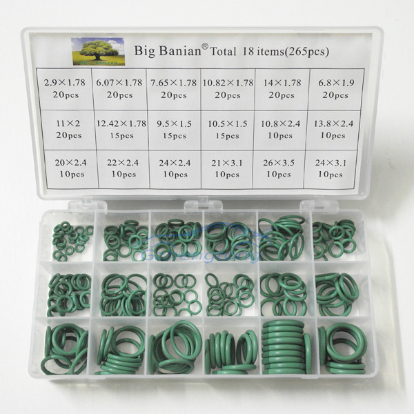 265Pcs-Set-Oring-Kit-Seal-HNBR-for-Automotive-Air-Conditioning-Compressor-Green-Color