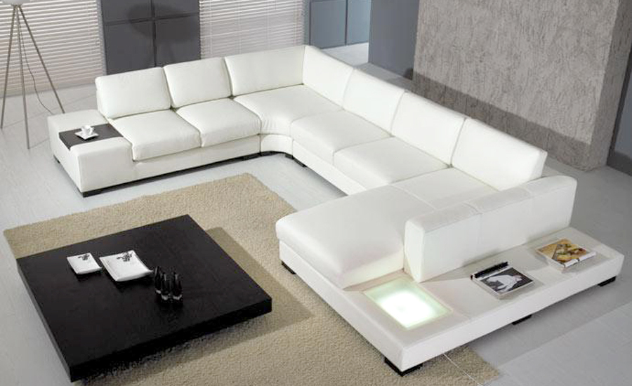 designer white leather sofa