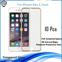 10pcs/lot 9H real 3D Small Metal Edge Cover Tempered Glass for iPhone 6 /6s plus Screen Protector Protetive Film for iphone 6s