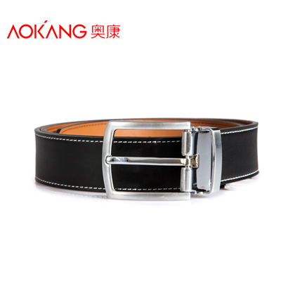 Aokang Double Genuine Leather Belts For Men Cowskin Pin Buckle Leather Designer Mens Belt Black Blue