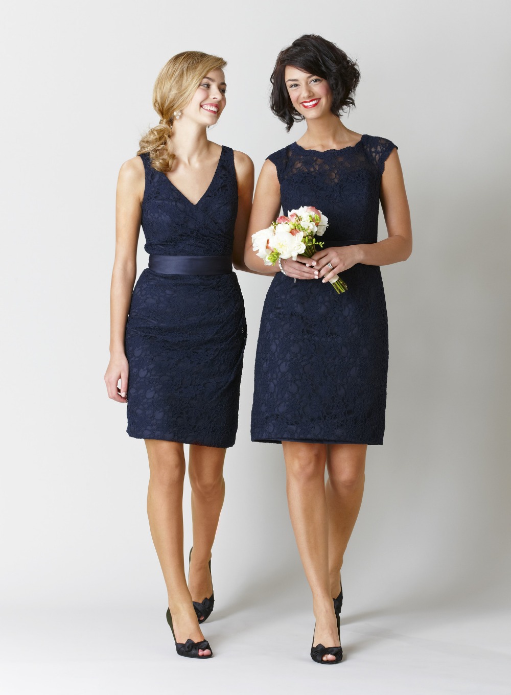 Navy bridesmaid dresses with sleeves