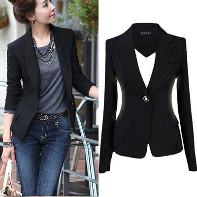 2015 Fashion Women's One Button Slim Casual Business Blazer Suit Jacket Coat Outwear