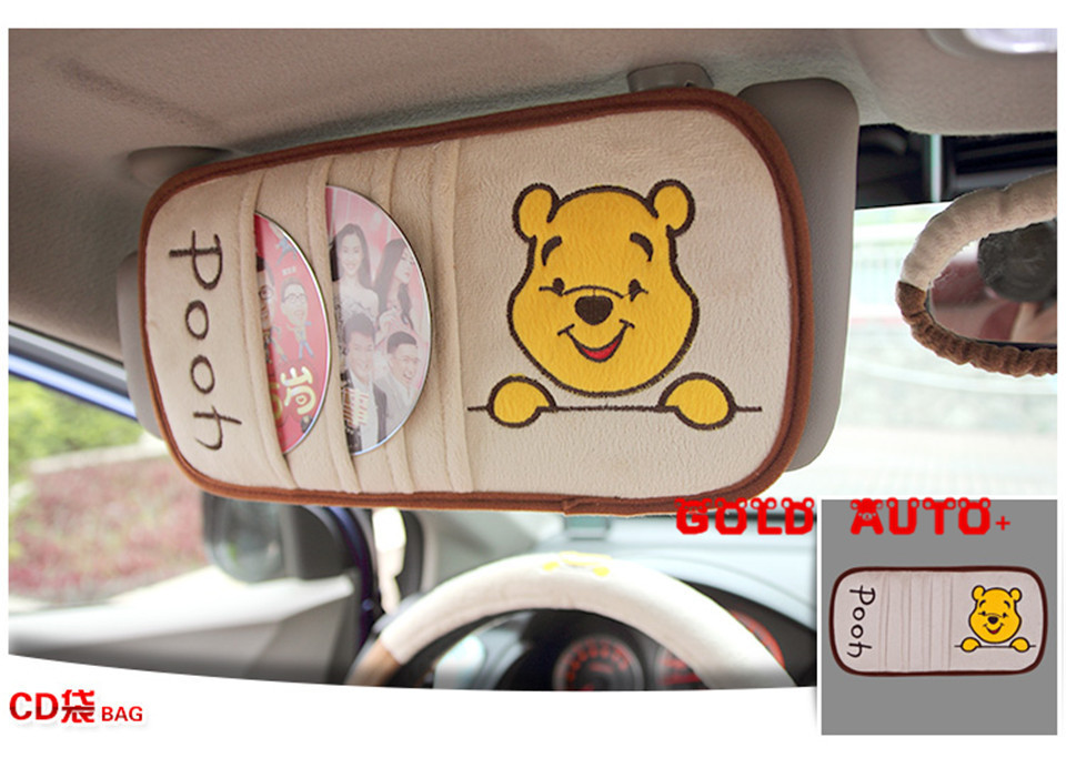 WINNIE THE POOH Car Accessories Auto Emblem Interior Accessories Car Styling Steering Wheel Cover Indoor Decoration Bear 2
