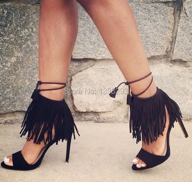 chaussures talons franges