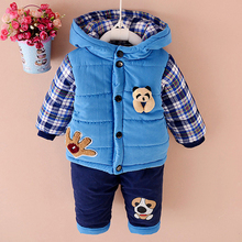 New 2015 Baby boys girls winter clothing suit set warm down jacket+pants long sleeve coat