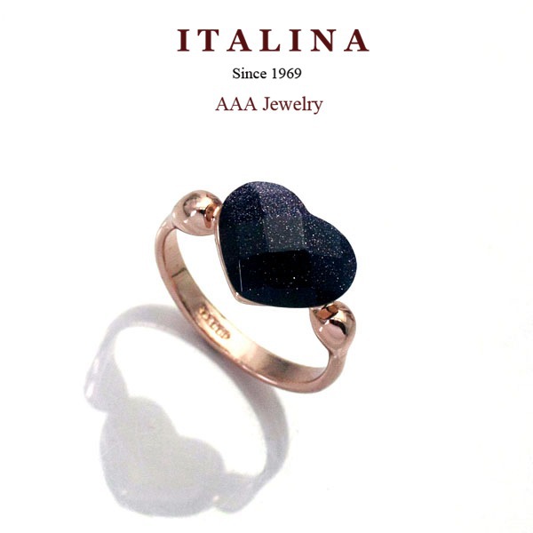 Italina Rigant Black Heart Ring Real Gold Plated Austrian Crystal Women Ring Jewelry