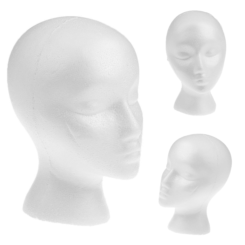 Description Picture 3 of itemFemale White Deflection Head Polystyrene Styrofoam Foam Head Model Stand Wig Hair Hat Headset Mannequin Head Display Stand Rack