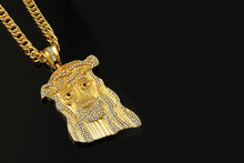 2015 New Jesus Piece Pendant Hip Hop Long Necklace 24K Gold Plated High Quality Crystal Fashion