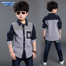 2015 NEW kids sports clothes full Sleeves Boys t shirt dark blue tee/ Kids child t shirt /Children’s summer clothes