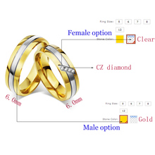 High Quality AAA CZ couple rings for men womrn wedding engagement gold ring for 1pcs