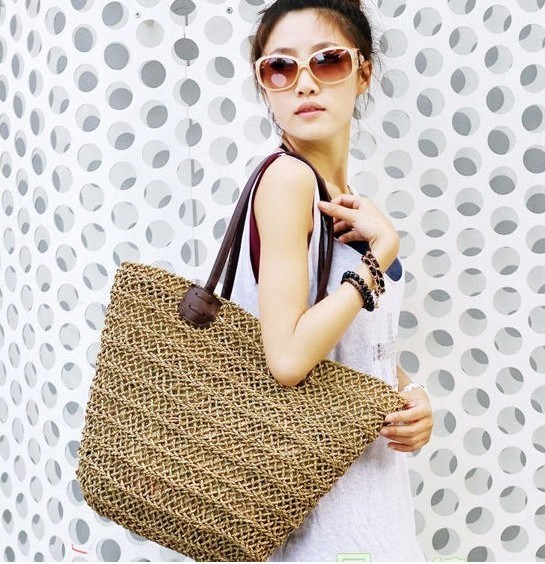Hot sale package hollow straw bags lady beach handbags women summer shoulder bag