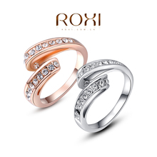 ROXI Christmas Gift Classic Genuine Austrian Crystals Sample Sales Platinum Plated  Single Stage Ring Jewelry Party OFF