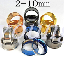 Free shipping 5 color stainless steel ear piercing plug tunnel body jewelry 2-10mm SS-1010