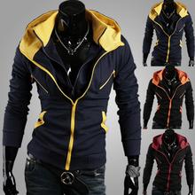 Assorted Colors Slim Hooded Outerwear Men,British style New Zipper Mens Hoodies Sweatshirts Fashion Joggers Fleece patchwork