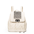 Edgy Rivets Diamond Lattice Backpack Women Designer Solid Color Korean Style Bag Drawstring Flap Preppy Style