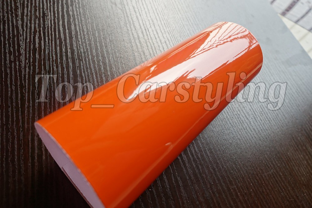 ULTRA HIGH GLOSSY ORANGE CAR WRAPPING FILM WITH AIR FREE WRAPPING SHEETS  (2)