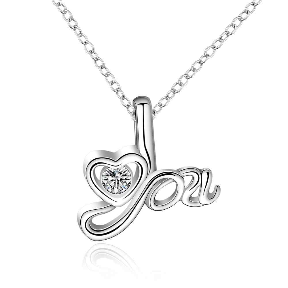 wholesale 2014 New Fashion silver plated Chain love for you Necklaces Pendants For Women Men jewelry