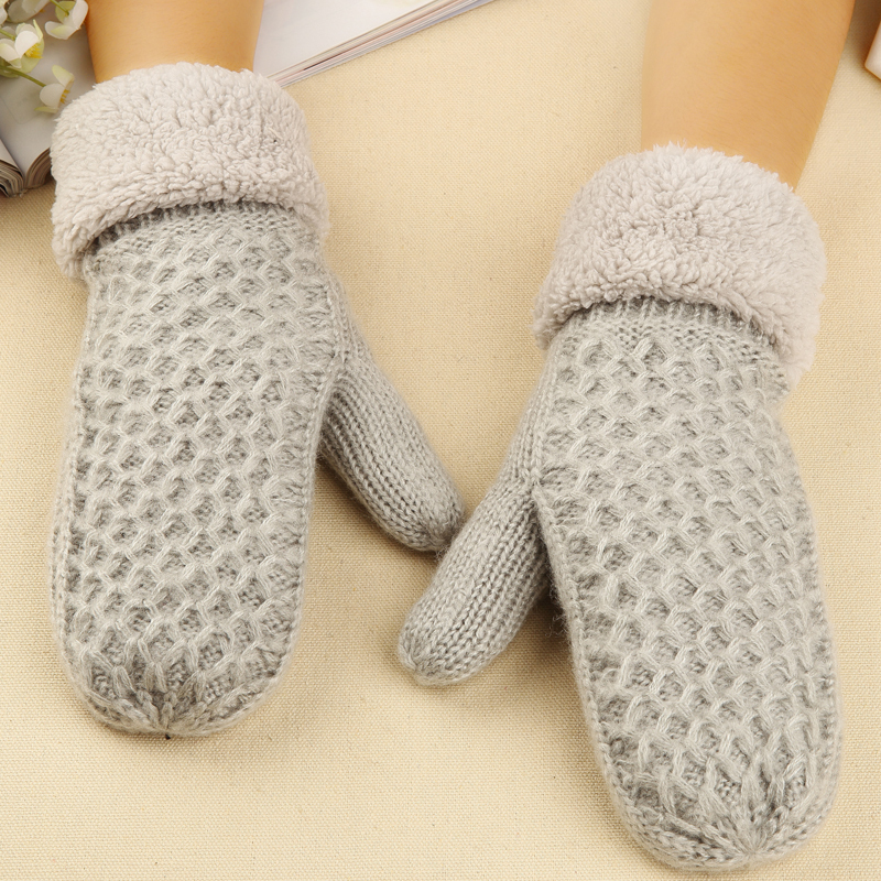 New Fashion women Gloves Double-Deck thick warm cashmere winter gloves full finger female gloves outdoor mittens G104