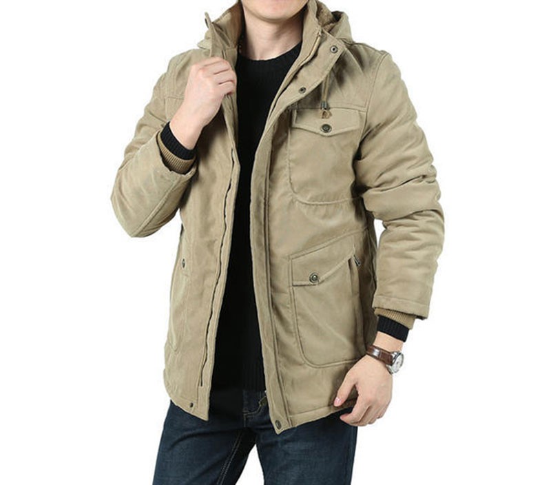M~3XL Autumn Winter Mens Fleece Jackets Coats Hooded AFS JEEP Brand Slim Long Casual Cotton Outdoor Plus Big Size Casual Jacket (4)
