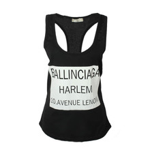 Women s tanks T shirts Sleeveless Sport Fitness Letter Print Loose Fitting Tops Tank Vest Cropped