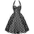 Summer Style Lady Retro Audrey Hepburn Vestidos Women Vintage 50s Dress Big Swing Polka Dot Backless