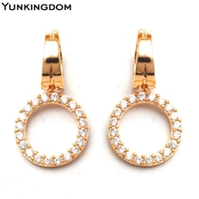 Yunkingdom Elegant Round Fashion luxury Earrings Full Shiny White Cubic Zirconia Crystal Drop earrings for women jewelry M0090