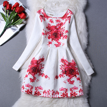 NEW2015 Autumn Winter Girls Dresses For Girls Kids Floral Printed Long Sleeve Formal Children Dresses Teenagers