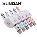 Retractable Micro USB Fast Charging Flat Noodle Data Sync Charger Cable For Samsung Galaxy S6 S7